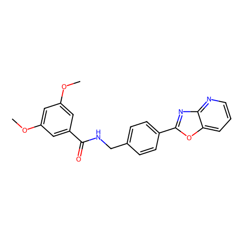 3,5-dimethoxy-N-(4-[1,3]oxazolo[4,5-b]pyridin-2-ylbenzyl)benzamide structure