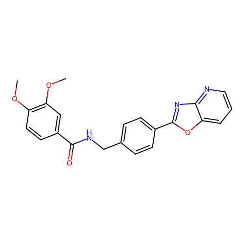 3,4-dimethoxy-N-[[4-([1,3]oxazolo[4,5-b]pyridin-2-yl)phenyl]methyl]benzamide structure
