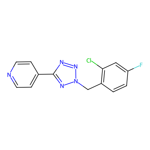 4-[2-[(2-Chloro-4-fluorophenyl)methyl]tetrazol-5-yl]pyridine structure
