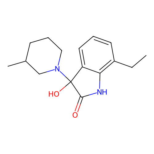 7-ethyl-3-hydroxy-3-(3-methylpiperidin-1-yl)-1H-indol-2-one structure