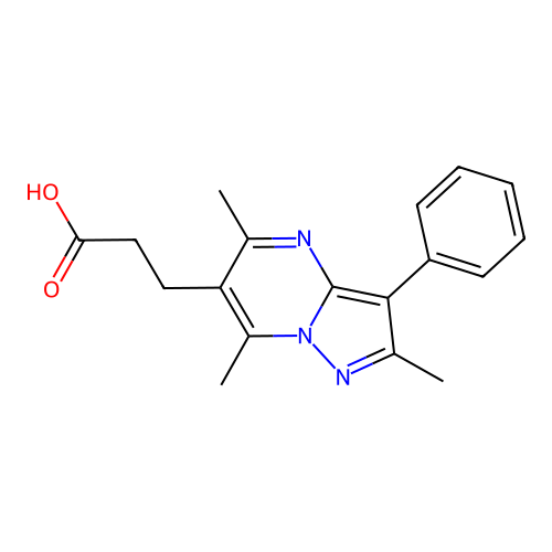 3-(2,5,7-Trimethyl-3-phenylpyrazolo[1,5-a]pyrimidin-6-yl)propanoic acid structure