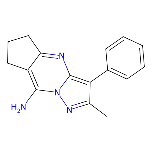 2-methyl-3-phenyl-6,7-dihydro-5H-cyclopenta[d]pyrazolo[1,5-a]pyrimidin-8-amine structure