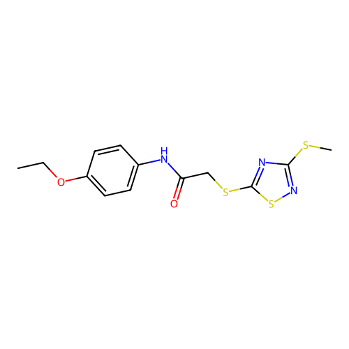 N-(4-ethoxyphenyl)-2-[(3-methylsulfanyl-1,2,4-thiadiazol-5-yl)sulfanyl]acetamide structure