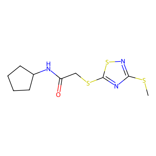 N-cyclopentyl-2-[(3-methylsulfanyl-1,2,4-thiadiazol-5-yl)sulfanyl]acetamide structure