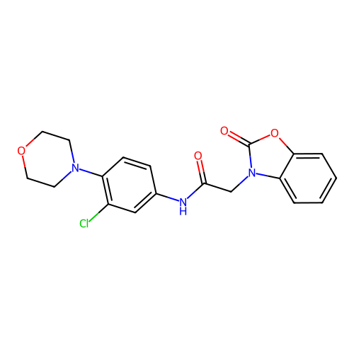 N-(3-chloro-4-morpholin-4-ylphenyl)-2-(2-oxo-1,3-benzoxazol-3-yl)acetamide structure