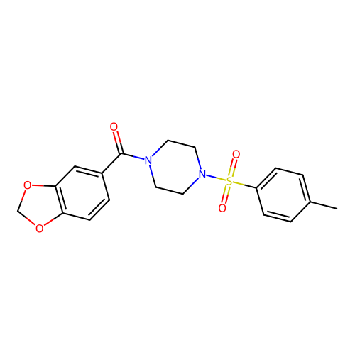 Benzo[1,3]dioxol-5-yl-[4-(toluene-4-sulfonyl)-piperazin-1-yl]-methanone structure