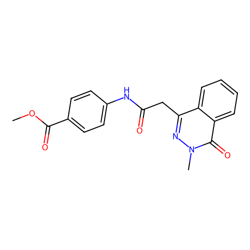 Methyl 4-{[(3-methyl-4-oxo-3,4-dihydrophthalazin-1-yl)acetyl]amino}benzoate structure