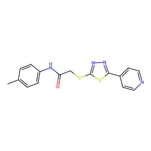 2-(5-Pyridin-4-yl-[1,3,4]thiadiazol-2-ylsulfanyl)-N-p-tolyl-acetamide structure