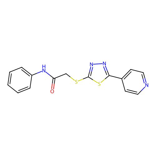 N-Phenyl-2-(5-pyridin-4-yl-[1,3,4]thiadiazol-2-ylsulfanyl)-acetamide structure