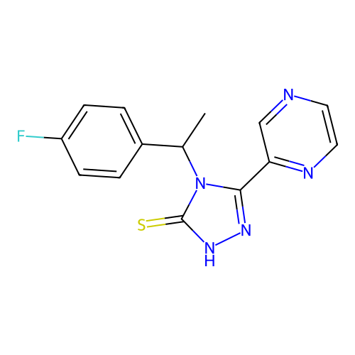 4-[1-(4-fluorophenyl)ethyl]-5-(pyrazin-2-yl)-4H-1,2,4-triazole-3-thiol structure