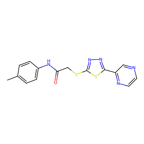 N-(4-methylphenyl)-2-[(5-pyrazin-2-yl-1,3,4-thiadiazol-2-yl)sulfanyl]acetamide structure