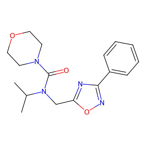 N-[(3-phenyl-1,2,4-oxadiazol-5-yl)methyl]-N-propan-2-ylmorpholine-4-carboxamide structure