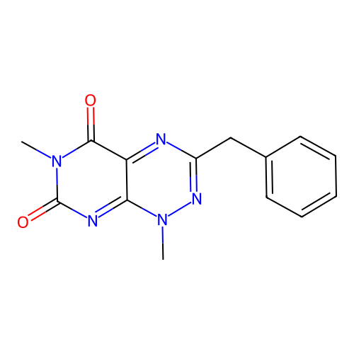 3-benzyl-1,6-dimethyl-1H,5H,6H,7H-pyrimido[5,4-e][1,2,4]triazine-5,7-dione structure