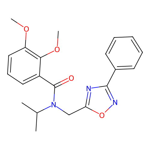 2,3-dimethoxy-N-[(3-phenyl-1,2,4-oxadiazol-5-yl)methyl]-N-propan-2-ylbenzamide structure