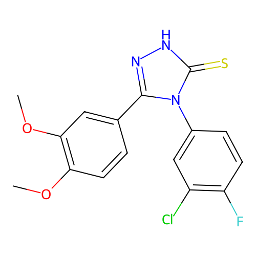 4-(3-chloro-4-fluorophenyl)-5-(3,4-dimethoxyphenyl)-4H-1,2,4-triazole-3-thiol structure