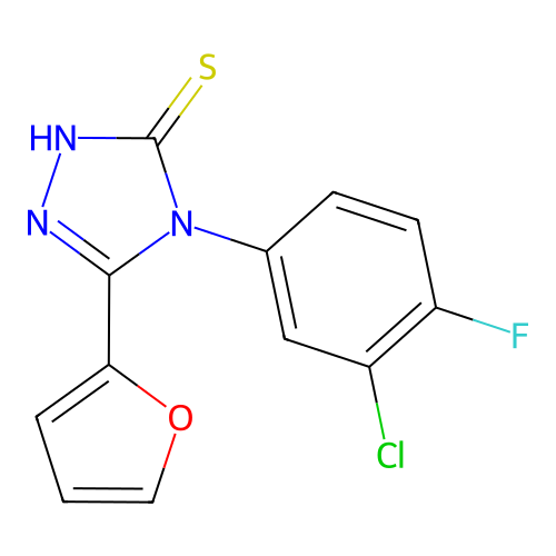 4-(3-chloro-4-fluorophenyl)-5-(furan-2-yl)-4H-1,2,4-triazole-3-thiol structure