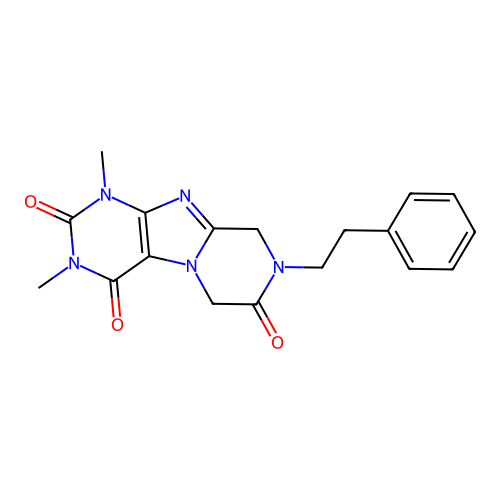 1,3-dimethyl-8-phenethyl-8,9-dihydropyrazino[2,1-f]purine-2,4,7(1H,3H,6H)-trione structure