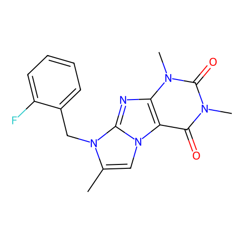 6-[(2-Fluorophenyl)methyl]-2,4,7-trimethylpurino[7,8-a]imidazole-1,3-dione structure