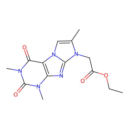 Ethyl 2-(2,4,7-trimethyl-1,3-dioxopurino[7,8-a]imidazol-6-yl)acetate structure