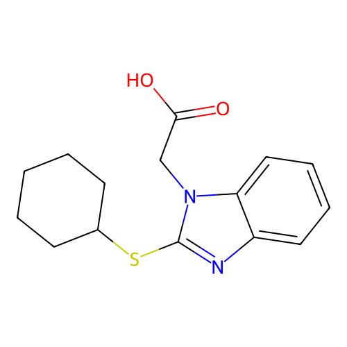 [2-(cyclohexylthio)-1H-benzimidazol-1-yl]acetic acid structure