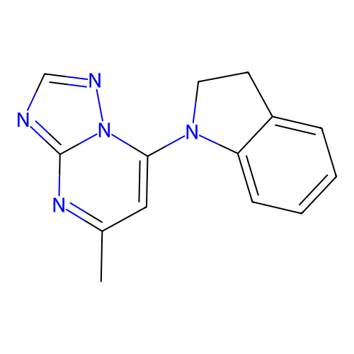 7-(2,3-dihydro-1H-indol-1-yl)-5-methyl[1,2,4]triazolo[1,5-a]pyrimidine structure