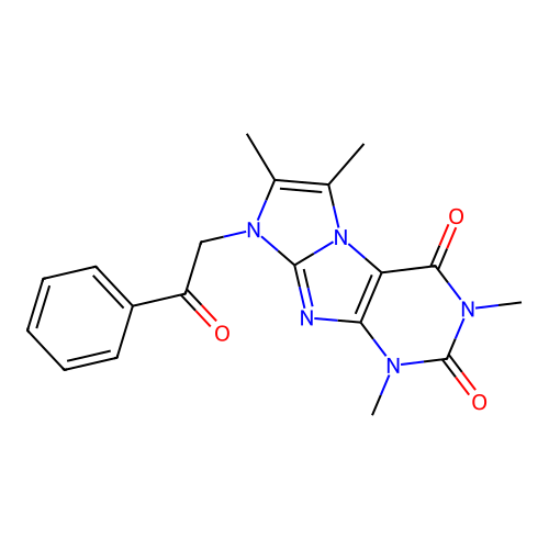 2,4,7,8-Tetramethyl-6-phenacylpurino[7,8-a]imidazole-1,3-dione structure