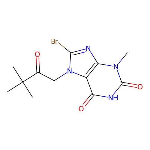 7-(3,3-Dimethyl-2-oxobutyl)-8-bromo-3-methyl-1,3,7-trihydropurine-2,6-dione structure