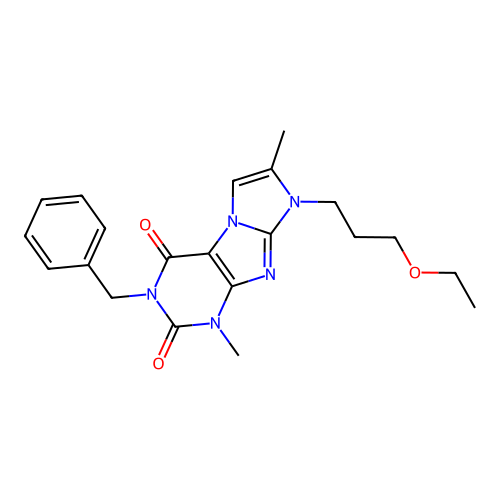 2-Benzyl-6-(3-ethoxypropyl)-4,7-dimethylpurino[7,8-a]imidazole-1,3-dione structure