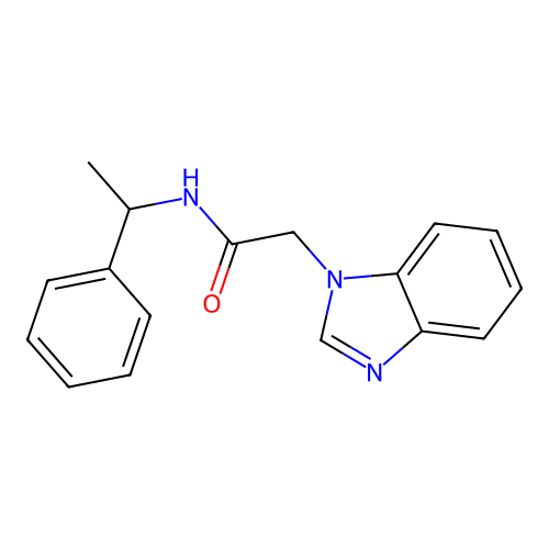 2-(benzimidazol-1-yl)-N-(1-phenylethyl)acetamide structure