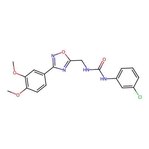 1-(3-Chlorophenyl)-3-[[3-(3,4-dimethoxyphenyl)-1,2,4-oxadiazol-5-yl]methyl]urea structure