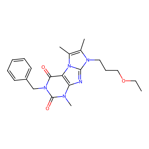 2-Benzyl-6-(3-ethoxypropyl)-4,7,8-trimethylpurino[7,8-a]imidazole-1,3-dione structure