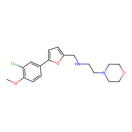 N-{[5-(3-chloro-4-methoxyphenyl)furan-2-yl]methyl}-2-(morpholin-4-yl)ethanamine structure