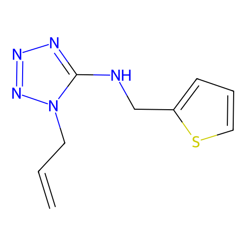1-prop-2-enyl-N-(thiophen-2-ylmethyl)tetrazol-5-amine structure