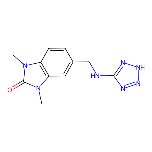1,3-dimethyl-5-[(1H-tetrazol-5-ylamino)methyl]-1,3-dihydro-2H-benzimidazol-2-one structure