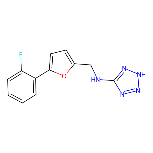 N-[[5-(2-fluorophenyl)furan-2-yl]methyl]-2H-tetrazol-5-amine structure