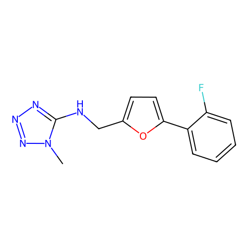 N-{[5-(2-fluorophenyl)-2-furyl]methyl}-N-(1-methyl-1H-tetraazol-5-yl)amine structure