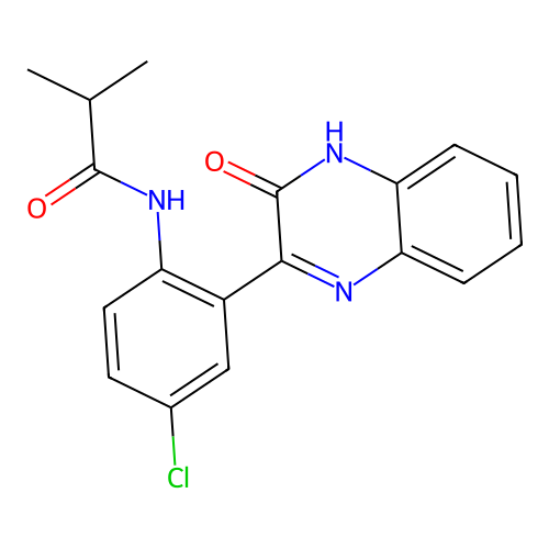 N-[4-Chloro-2-(3-oxo-3,4-dihydro-quinoxalin-2-yl)-phenyl]-isobutyramide structure