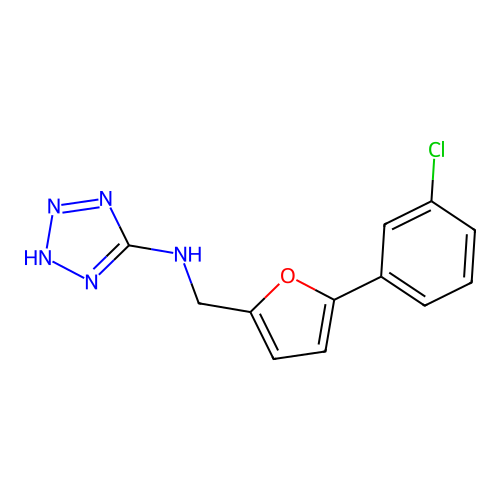 N-[[5-(3-chlorophenyl)furan-2-yl]methyl]-2H-tetrazol-5-amine structure