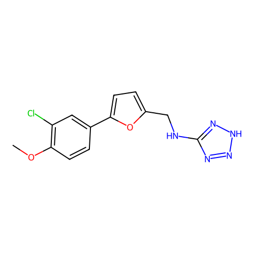 N-[[5-(3-chloro-4-methoxyphenyl)furan-2-yl]methyl]-2H-tetrazol-5-amine structure