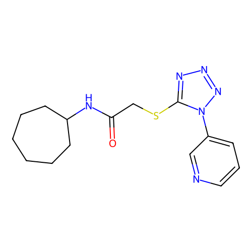N-cycloheptyl-2-(1-pyridin-3-yltetrazol-5-yl)sulfanylacetamide structure