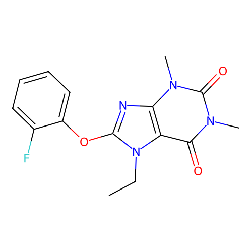 7-Ethyl-8-(2-fluorophenoxy)-1,3-dimethylpurine-2,6-dione structure