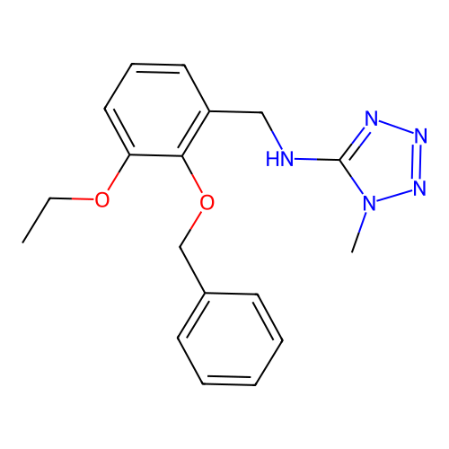 N-[(3-ethoxy-2-phenylmethoxyphenyl)methyl]-1-methyltetrazol-5-amine structure