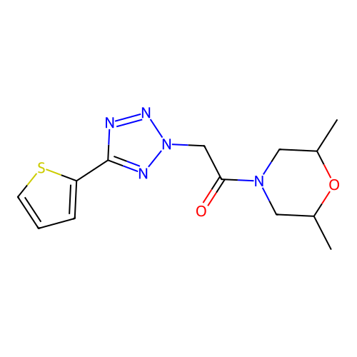 1-(2,6-Dimethylmorpholin-4-yl)-2-(5-thiophen-2-yltetrazol-2-yl)ethanone structure