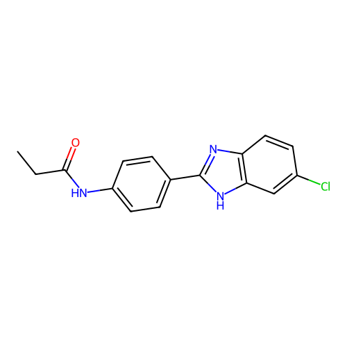 N-[4-(6-chloro-1H-benzimidazol-2-yl)phenyl]propanamide structure
