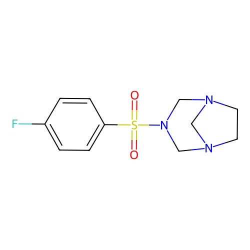 3-[(4-Fluorophenyl)sulfonyl]-1,3,5-triazabicyclo[3.2.1]octane structure