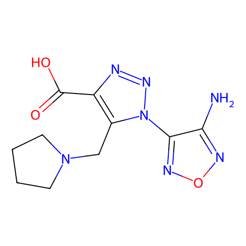 1-(4-amino-1,2,5-oxadiazol-3-yl)-5-(pyrrolidin-1-ylmethyl)-1H-1,2,3-triazole-4-carboxylic acid structure
