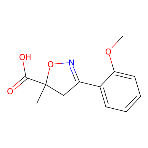 3-(2-Methoxy-phenyl)-5-methyl-4,5-dihydro-isoxazole-5-carboxylic acid structure