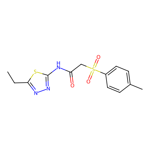 N-(5-ethyl-1,3,4-thiadiazol-2-yl)-2-[(4-methylphenyl)sulfonyl]acetamide structure