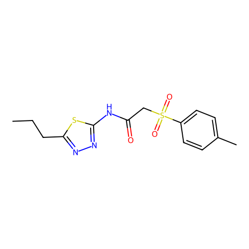 2-(4-methylphenyl)sulfonyl-N-(5-propyl-1,3,4-thiadiazol-2-yl)acetamide structure
