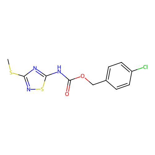 (3-Methylsulfanyl-[1,2,4]thiadiazol-5-yl)-carbamic acid 4-chloro-benzyl ester structure